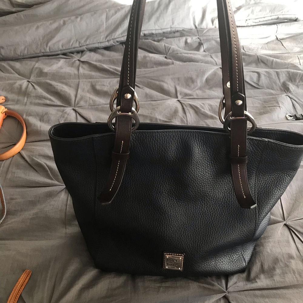 Authentic Dooney&Burke navy blue  purse red inside
